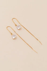 Brinco Dourado Biarritz Fio Gota Zircônia