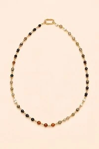 Colar Pedras Mix Jasper Banho Ouro 18K