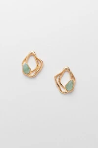 Brinco Dourado Orgânico Resina Verde