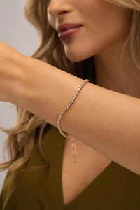 Pulseira Riviera Dourada Zircônia Redonda