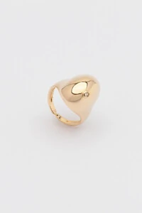 Anel Dourado Dedinho Bean Ponto Zircônia