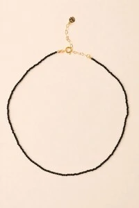 Colar Choker Fio Mini Cristal Preto Banho Ouro 18K