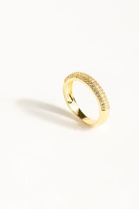 Anel Zircônia Três Voltas Banho Ouro 18K