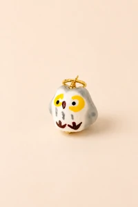 Pingente Coruja Porcelana Banho Ouro 18K