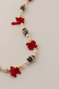 Colar Fishermen’s Core Red Blue Banho Ouro 18K