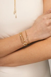 Pulseira Corda de Violão Pérola Dourado