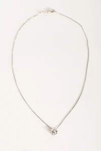 Colar Prateado Veneziana Zircônia