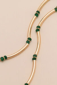 Colar Choker Dourado Gaia Jade Verde