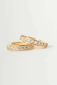 Argola Click Zircônia Cristal Banho Ouro 18K
