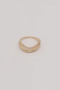Anel Ondas Zircônia Banho Ouro 18K