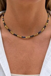 Colar Choker Sodalita Blue Banho Ouro 18K