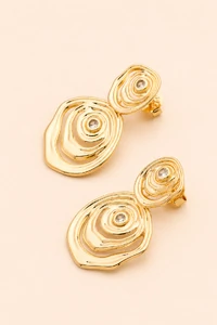 Brinco Dourado Vibração Duplo Zircônia