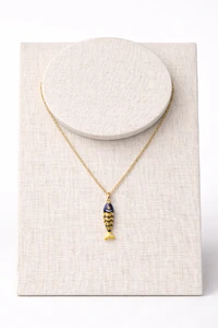 Pingente Dourado Peixinho Esmaltado