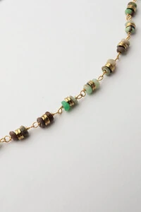 Pulseira Crisoprázio Hematita Banho Ouro 18K