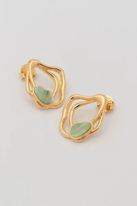 Brinco Dourado Orgânico Resina Verde