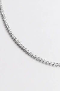 Colar Prateado Choker Zircônia Redonda