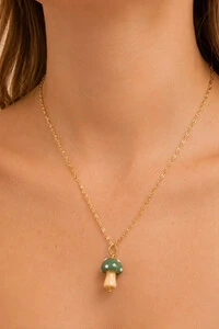 Pingente Cogumelo Da Sorte Banho Ouro 18K