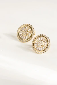 Brinco Pizza Zircônia Banho Ouro 18K