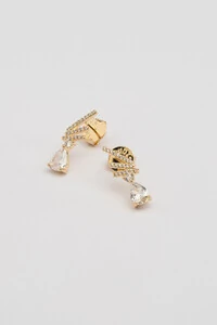 Brinco Palitos Gota Zircônia Banho Ouro 18k