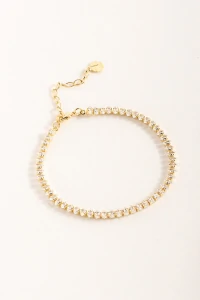 Pulseira Zircônia Navete Dourada
