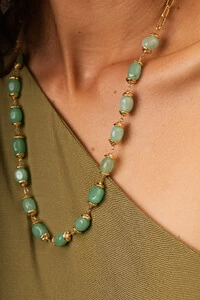 Colar Jardins Jade Verde Banho Ouro 18K