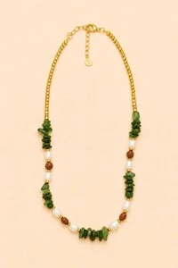 Colar Eden Jade Verde Banho Ouro 18K