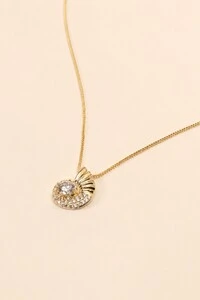 Colar Caracol Zircônia Banho Ouro 18K