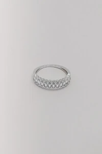 Anel Prateado Zircônia Cristal