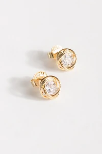 Brinco Entrelaço Zircônia Banho Ouro 18k