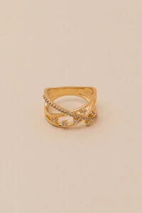 Anel Encanto Zircônia Cristal Banho Ouro 18K