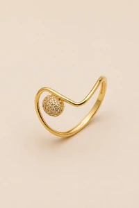 Anel Curvas Zircônia Banho ouro 18K