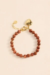 Pulseira Goldstone Relicário Coração Banho Ouro 18K