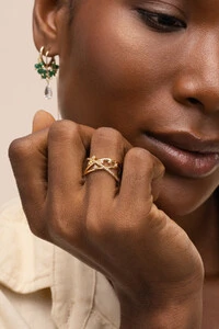 Anel Encanto Zircônia Cristal Banho Ouro 18K