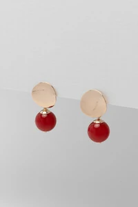 Brinco Mavie Sol Jade Terracota Banho Ouro 18K