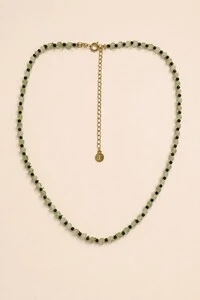 Colar Jade Goldstone Green Banho Ouro 18K