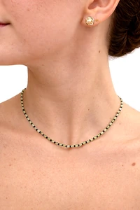 Colar Jade Goldstone Green Banho Ouro 18K