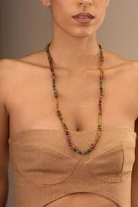 Colar Good Vibes Jade Color Goldstone