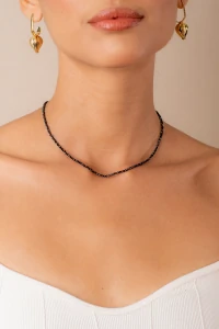 Colar Fio Micro Zircônia Preta Banho Ouro 18k