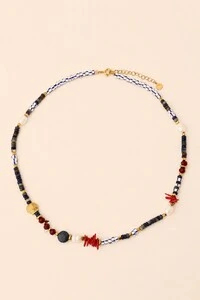 Colar Sodalita Pérola Natural Banho Ouro 18K