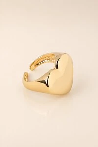 Anel Coração Liso Banho Ouro 18K