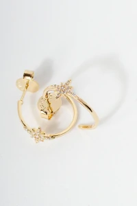 Brinco Argola Estrela Zircônia Banho Ouro 18k