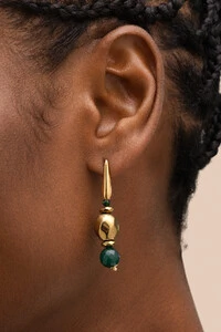 Brinco Ouro Vintage Gaia Jade Verde