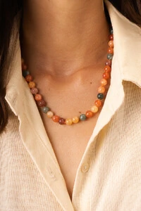 Colar Curto Marise Mix Jade Banho Ouro 18K