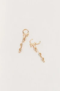 Brinco Palito Cascata Zircônia Banho Ouro 18K