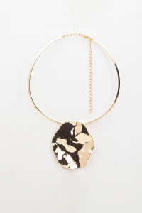 Colar Aro Dourado Placa Orgânica