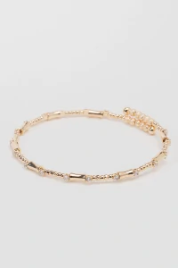 Pulseira Bracelete Aro Texturizado Com Zircônias Dourado
