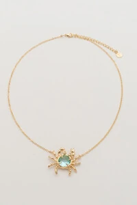 Colar Caranguejo Aqua Banho Ouro 18K