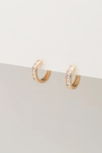 Brinco Argola Zircônia Filete Banho Ouro 18k