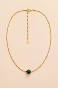 Colar Dourado Biarritz Canutilhos Jade Verde