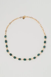 Colar Dawn Jade Azul Banho Ouro 18K